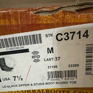 Corral Black Ankle Booties with zipper and studs